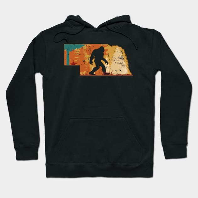 Bigfoot Retro Vintage Sasquatch Nebraska Hoodie by ryanjaycruz